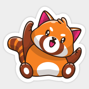 Cute Happy Red Panda Sitting Cartoon Sticker